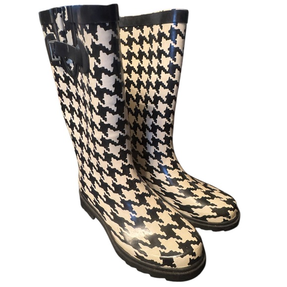 Merona Black and Cream Houndstooth Women's Rain Boots size 6 - Picture 6 of 8